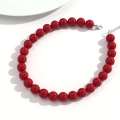 Boho Colorful Acrylic Big Ball Bead Chain Necklace Trendy Handmade
