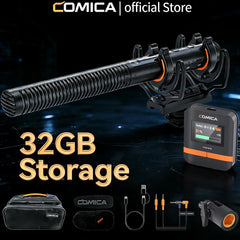 COMICA VM40 Super Cardioid 2.4G Wireless Shotgun Microphone 48kHz/32-bit 32GB Built-in Storage Mic for Camera,Smartphone,PC