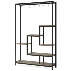 Tribesigns 5 Tiers Tall Indoor Plant Stand 70.9 inches Large Metal Plant Shelf with 10 PC S Hanging Hooks for Garden