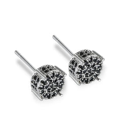 Female Austrian Crystal Round Earring White Gold Yellow Gold Color White Zircon Hip Hop Wedding Stud Earrings For Women Jewelry