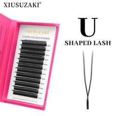 XIUSUZAKI U Shaped YY Eyelashes Extensions Matte Black Natural Double Tips U Shape 2D YY Lashes Premade Fans Volume False Lashes