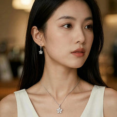 High Quality Solid 925 Sterling Silver Beautiful Flowers Drop Earrings Necklace Jewelry Sets For Women Female Wedding