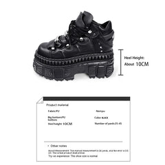 2025 Woman Sneakers New Punk Style Women Shoes Gothic Ankle Rock Boots Lace-up Heel Height Platform Shoes Woman Metal Decor