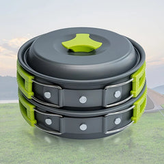 Portable 1-2 Person Camping Cookware Set, Lightweight Outdoor Pot Pan Kit for Backpacking Hiking Picnic