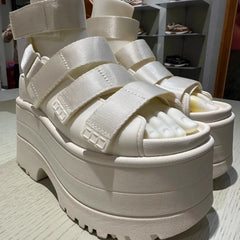 11CM High Platform Sandals Women Summer Hidden Heel Casual Mules Shoes Female Outside Beach Slipper Breathable Chunky Sneakers