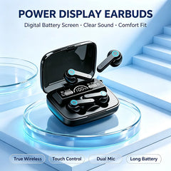 TWS Bluetooth Headphones 5.3 9D High Fidelity Wireless Headphones Touch IPX7 Waterproof Digital Display Headphones