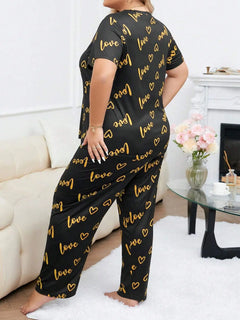Women's Pajama Sets Short Sleeve with Long Pant Soft Sleepwear Printed pj Loungewear XL to 5XL