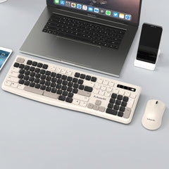 Ks Bluetooth Keyboard and Mouse Combo，Full Size Wireless Dual-Mode Connection，Low-Noise Keys for Desktop/Laptop