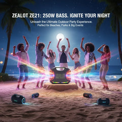 ZEALOT-ZE21 400W Big Power Wireless Bluetooth Peaker Outdoor Portable 48000mAh Long Battery With RGB Color Lights TWS Subwoofer High Volume Waterproof Bluetooth Speaker