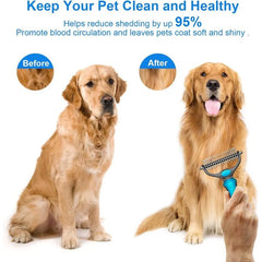 2in1 Stainless Pet Deshedding Brush Dog Hair Remover Pet Fur Knot Cutter Puppy Cat Comb Brushes Dogs Grooming Shedding Supplies