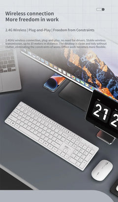 Lenovo KM220™ Wireless Keyboard & Mouse Combo – 2.4GHz USB, 104 Keys, Silent Quiet, Ergonomic, Home & Office, Black & White | FlipStylez LLC®