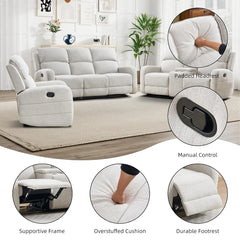 Manual Living Room Furniture Reclining Couch Set, Soft Fabric Loveseat Recliner Sofa for Meeting Room, Overstuffed, Custom