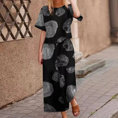 Autumn New Women's Fashion Printed Cotton Linen Plant Flower Three