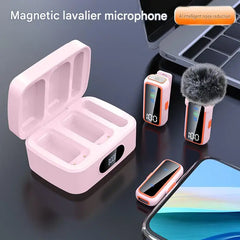 2.4G Wireless Lavalier Microphone Voice Changer AI Noise Cancelling Dual LED Display Charging Case Deep Voice Female Voice Black