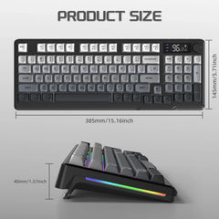 FREEWOLF M96™ Wireless Keyboard & Mouse Combo – Bluetooth 5.0 & 2.4G, Smart Screen, 96 Keys, RGB Backlit, Silent, PBT Keycaps, Multimedia Knob, X7 4000 DPI Mouse | FlipStylez LLC®