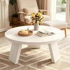 33.5 Inch Round Coffee Table for Living Room, Modern Center Table with