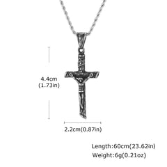 Stainless Steel Cross Necklace Catholicism Jesus Pendant Gold Color Collar Church Prayer Faith Jewelry for Men Women Gift