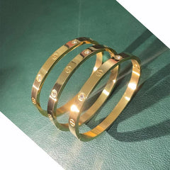 New Design Gold Color Zircon and Cross Nut Nail Bracelet Gold & Bangle