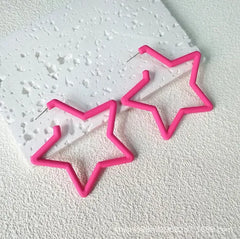 Simple Big Round Star Heart Hoop Earrings For Women Geometric Plastic Exaggerated Earring Hyperbole Trendy Ring Earrings Jewelry