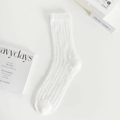 Transparent Crystal Silk Socks Women Fashion Ultra-thin Summer Harajuku Crew Socks Flower Streetwear Elastic Long Mesh Socks