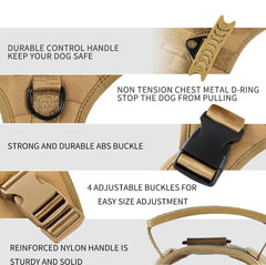 Dog Tactical Harness Vest Pet Dog Harness for Medium Large Dogs  Reflective Dog Harness No Pull with Durable Soft Handle