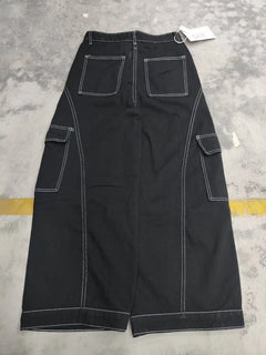 2026 Cyber Y2K Streetwear Black Baggy Women's Cargo Jeans Pants For Woman Clothing Wide Leg Gothic Punk Loose Fit Denim Trousers