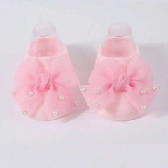 Soft Baby ulle Bow with Pearl Embellishments Socks  Ideal for Birthday & Photoshoot baby socks
