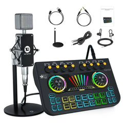 Tenlamp  X3-B333 Mic Mixer Set Podcast Influencer KOL Singing Gaming DJ Mixing Station Controller Equipment Studio Recording Electronic Music Mixer Power Karaoke Machine Available Dynamic Condenser Wireless Microphone Microfo