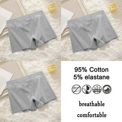 3Pcs Women Cotton Safety Short Seamless Boxer Briefs High Waist Soft Skin Friendly Ladies Anti-Ride Leggings Under Dress Panties