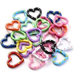 5pcs Multicolor Metal Heart Ring Spring Clasp Carabiner Keychain Clips Hook Dog Chain Diy Jewelry Buckle Connector Supplies