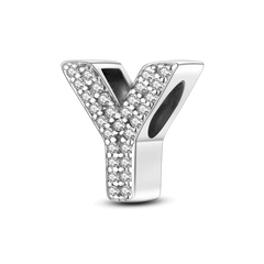 Fit Original Bangle Bracelet DIY A-Z Alphabet Charms Bead 925 Sterling Silver CZ Zircon LOVE Letter Dangle Pendant Jewelry Gift