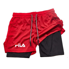 Training Jogging Men's Fitness Jogging Sports Basketball Training Pants 2-in-1 Double-layer Multifunctional Shorts Double Deck