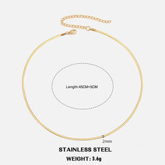 Hot Classic Unisex Flat Snake Chain Choker Necklace For Women Stainless Steel Herringbone Gold Silver Color Fashion Jewelry Gift