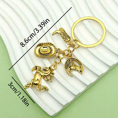 1pc Vintage Western Cowboy Keychain, Alloy Western Horse, Western Hat, Boots Design Key Ring, for Car Keys, Backpacks, Wallets