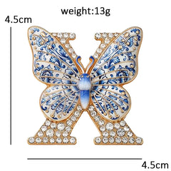 Wuli&baby Blue-and -White Porcelain Collection Animal Brooches For Women Unisex Goat Cat Butterfly Birds Party Office Brooch Pin