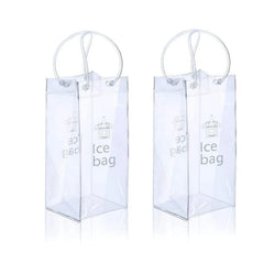 1/2/4PCS ICE Bags PVC Transparent Cooler Clear Pouch Ice Bucket Wine Champagne Bottle Chiller With Carry Handle Drink Bottle