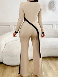 Spring New Casual Trousers Set Woman Irregular Tops Wide Leg Elastic