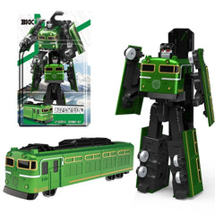 BKK Alloy Deformation Robot Train Engineering Vehicle Dinosaur Green Leather Train Toy