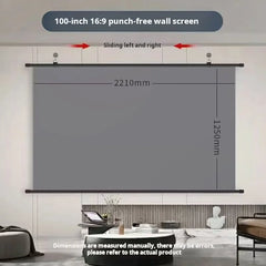 XIAOHUI Anti-light Thick HD Projector Screen 16:9 No-hole Wall-mounted Home Projection Screen 60/72/84/92/100/110/120/133inch