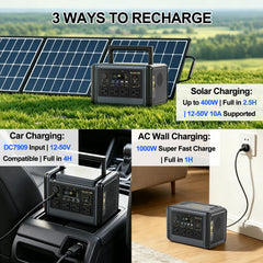 GSIKE 1200W PRO Power Station Solar Generator Pure Sine Wave Inverter AC/DC/USB Outputs LiFePO4 Battery UPS for Home Camping RV Emergency