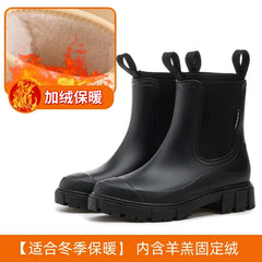 Winter Women's Boots Cotton Padded Women's Rain Shoes Midsole Rain Boots Women Wear-resistant Waterproof Anti Slip Rubber Shoes