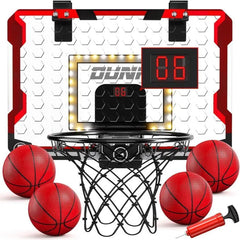 LED light electronic wall mounted basketball hoop, water pool home basketball hoop with 4 basketballs, family party game supplie