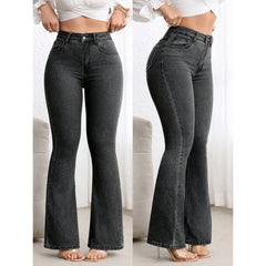 New Women's Elastic Slimming Bell Bottom Jeans Butt Lifting Waist