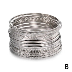 12pcs Punk Curb Cuban Chain Bracelets Set for Women Miami Boho Thick