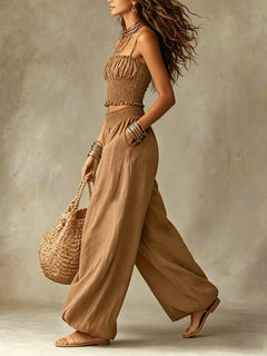 Fashion 2 Piece Sets Women Clothes Summer Casual Spaghetti Strap Top and Lantern Pants Suit Matching Two Piece Set Outfits