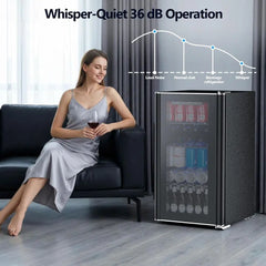 Compact 26-Bottle Wine Cooler & 130-Can Beverage Fridge with 40-61°F Temperature Control, Black