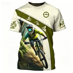 Outdoor Mountain Bike Sport Theme Printed Short-sleeve T-shirt Breathable Casual Sport Top for Cycling Enthusiasts