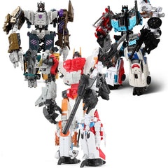 HZX 6 en 1 Devastator Haizhixing juguetes de transformación figura de acción de Anime KO G1 Robot avión vehículo de ingeniería m