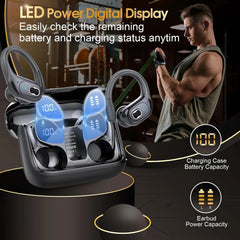 TWS Sports Earbuds Bluetooth 5.4 HIFI Bass Wireless Headphones LED Touch Hands-free Earphone Noise Cancelling Waterproof Headset