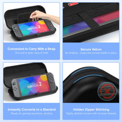 Portable Game controller Storage Bag for Nintnedo Switch 2 Hard Carrying Case Shockproof PU Cover for Switch 2 Game Console